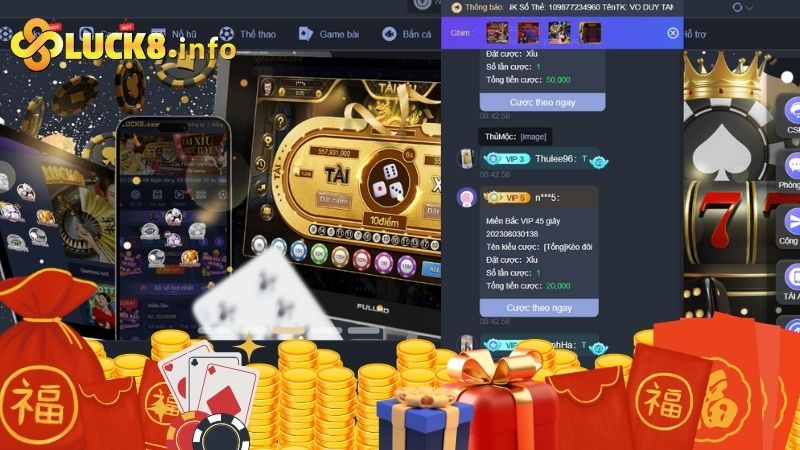 Vào nhận lì xì phòng chat game bài Luck8 mỗi ngày